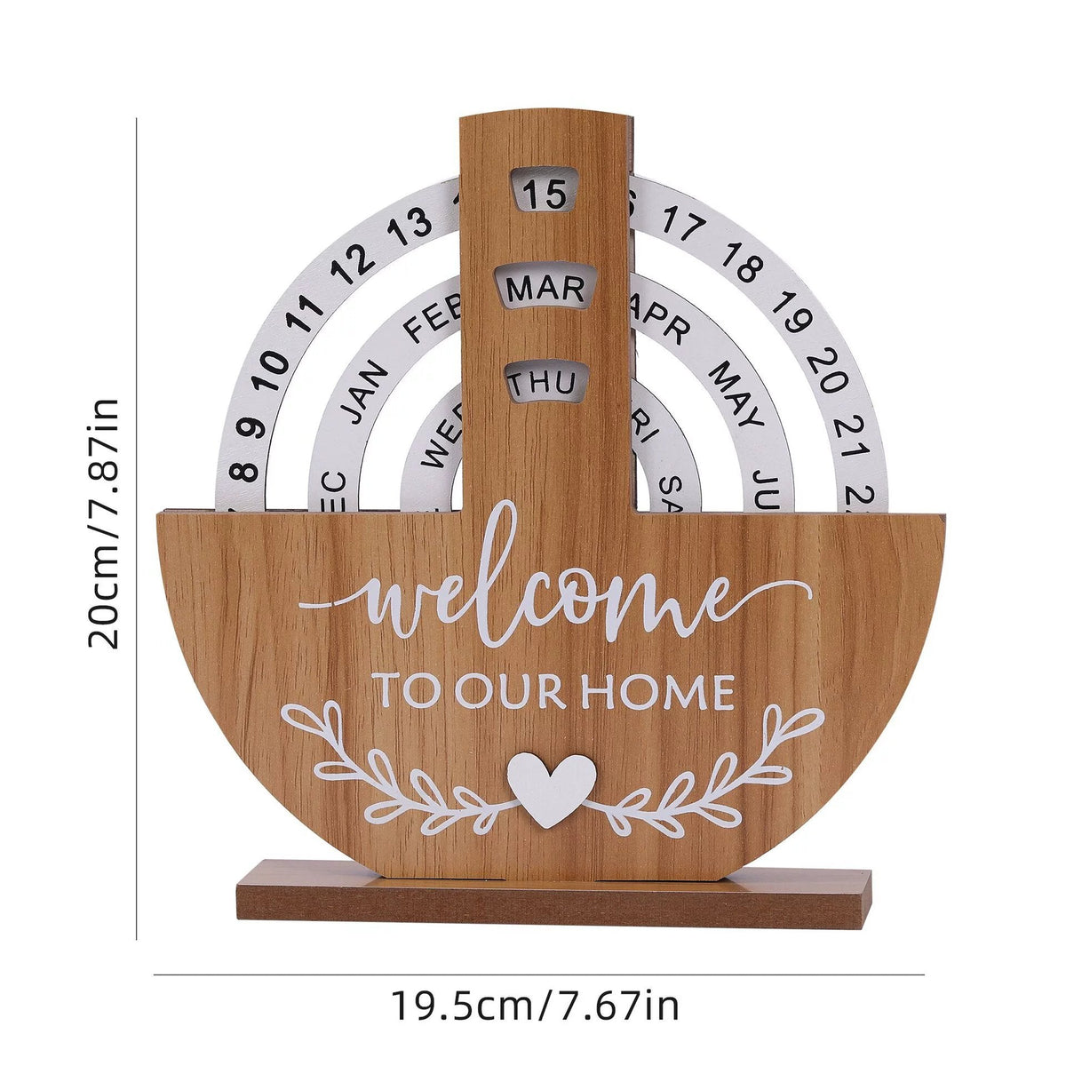 📅Wooden Perpetual Calendar Handcrafted Rotatable Discs Vintage Rustic No Need to Replace Yearly