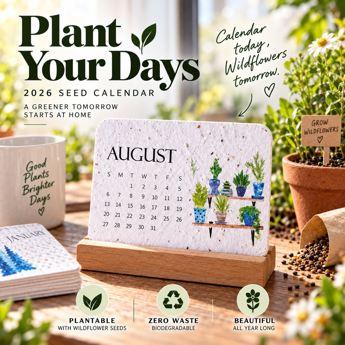 🌱Eco-Friendly Plantable “Timeless” Seed Calendar 2027