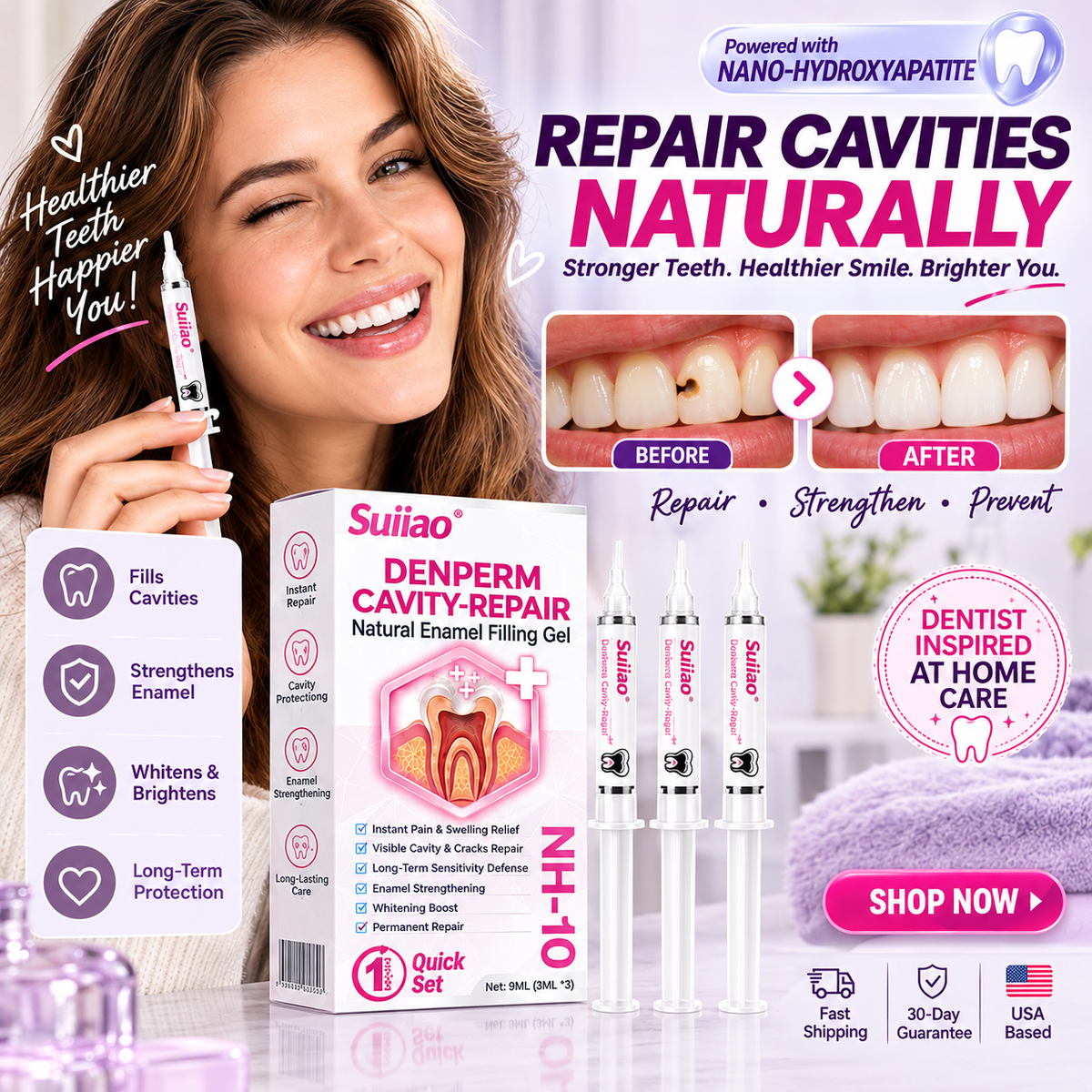 Suiiao® DenPerm Cavity-Repair Natural Enamel Filling Gel