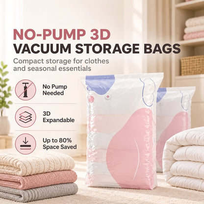 💨 Pyrolite No-Pump Vacuum Storage Bags ✨ Save Space, Store More! 🧺