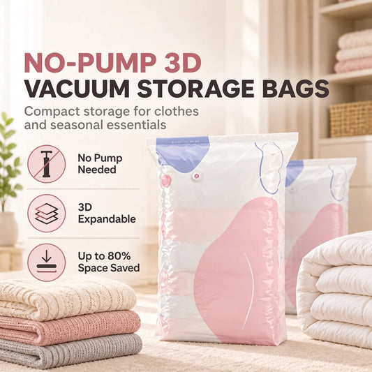 💨 Pyrolite No-Pump Vacuum Storage Bags ✨ Save Space, Store More! 🧺
