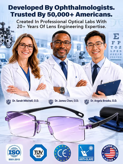 [SEE NEAR, MID & FAR — WITH ONE PAIR]-Smart Zoom Multi-Zone Reading Glasses