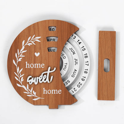 📅Wooden Perpetual Calendar Handcrafted Rotatable Discs Vintage Rustic No Need to Replace Yearly