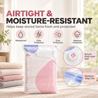 💨 Pyrolite No-Pump Vacuum Storage Bags ✨ Save Space, Store More! 🧺