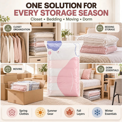 💨 Pyrolite No-Pump Vacuum Storage Bags ✨ Save Space, Store More! 🧺