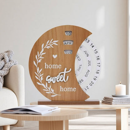 📅Wooden Perpetual Calendar Handcrafted Rotatable Discs Vintage Rustic No Need to Replace Yearly