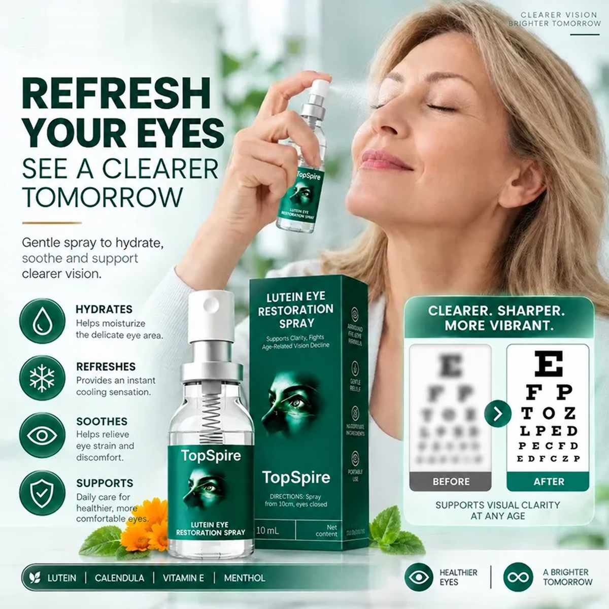 TopSpire® Lutein Eye Care Spray — 10-Second Daily Routine