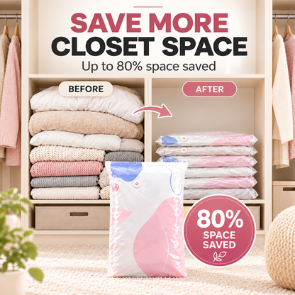 💨 Pyrolite No-Pump Vacuum Storage Bags ✨ Save Space, Store More! 🧺
