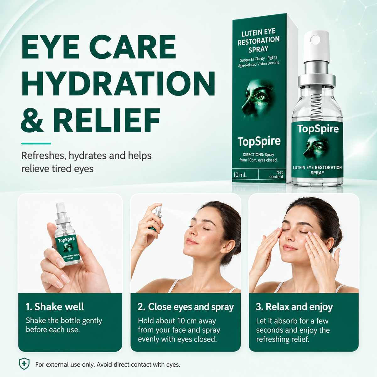 TopSpire® Lutein Eye Care Spray — 10-Second Daily Routine