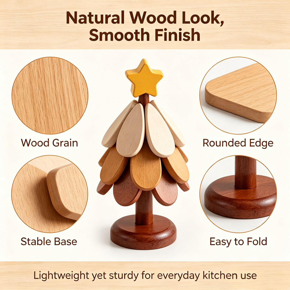 🎄 2-in-1 Wooden Christmas Tree Trivet & Decorative Coaster Set 🍂