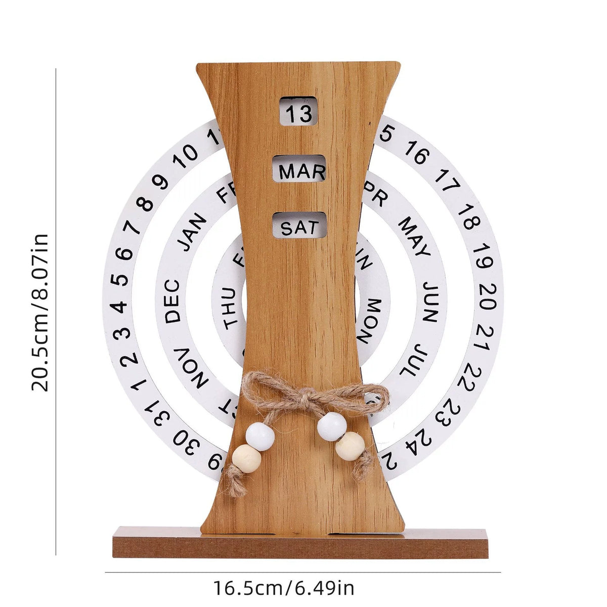 📅Wooden Perpetual Calendar Handcrafted Rotatable Discs Vintage Rustic No Need to Replace Yearly
