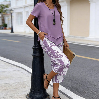 👚50% OFF NOW!🔥 Casual set featuring a tiered, round-neck tunic paired with wide-leg trousers – a flowy style in soft fabric, perfect for everyday wear 🌸
