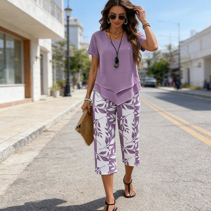 👚50% OFF NOW!🔥 Casual set featuring a tiered, round-neck tunic paired with wide-leg trousers – a flowy style in soft fabric, perfect for everyday wear 🌸
