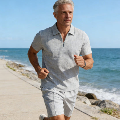 🎁2026 New Arrivals 50% OFF💥Summer Zip-Neck Shirt & Shorts Set – Breathable, Lightweight & Effortlessly Stylish ☀️🌬️🔥【Limited Time】